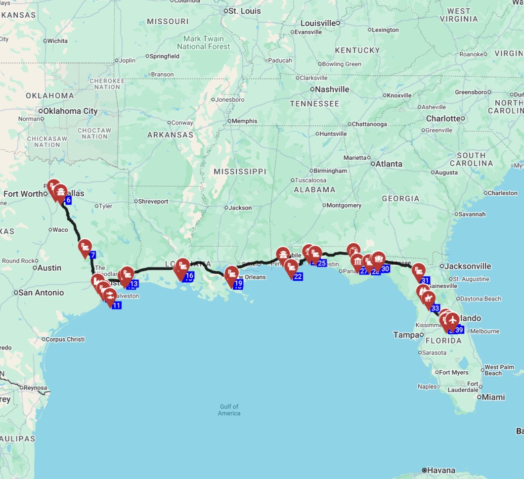 gulf coast and sunshine state rv trip plan